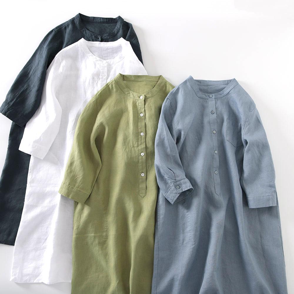 Robe chemise en lin de style j - Casual Loose Linen Shirt Dress avis et prix
