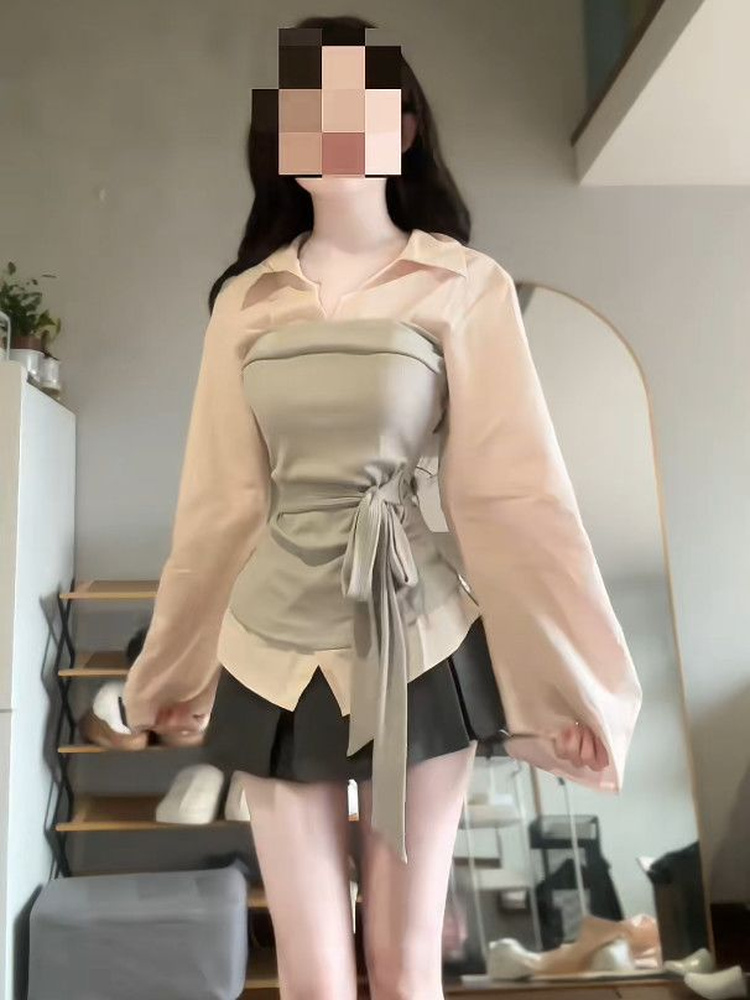 Ensemble chemise et jupe pour  - Korean Style A Line Shirt Dress avis et prix