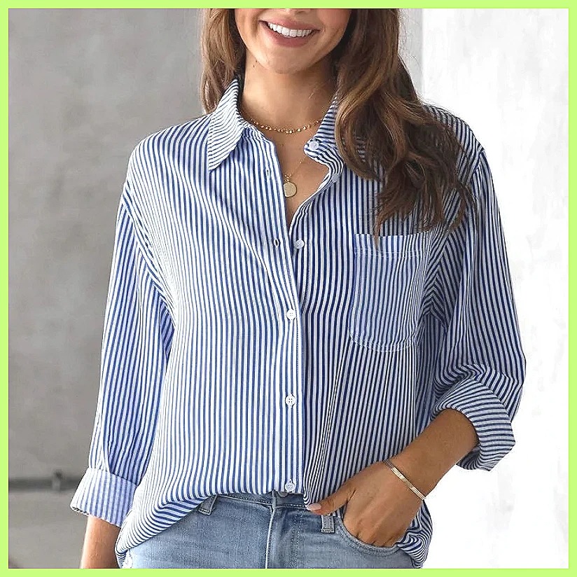 Nouveau haut en coton rayé sur - Blouses avis et prix