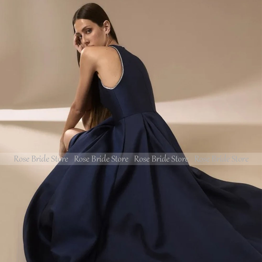 Robe de soirée en Satin bleu m - Elegant Satin Evening Gown Split avis et prix