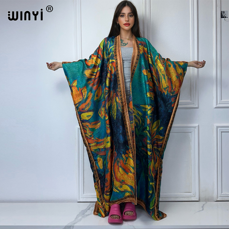 WINYI-Manteau ouvert imprimé b - Boho Summer Beach Maxi Dress avis et prix