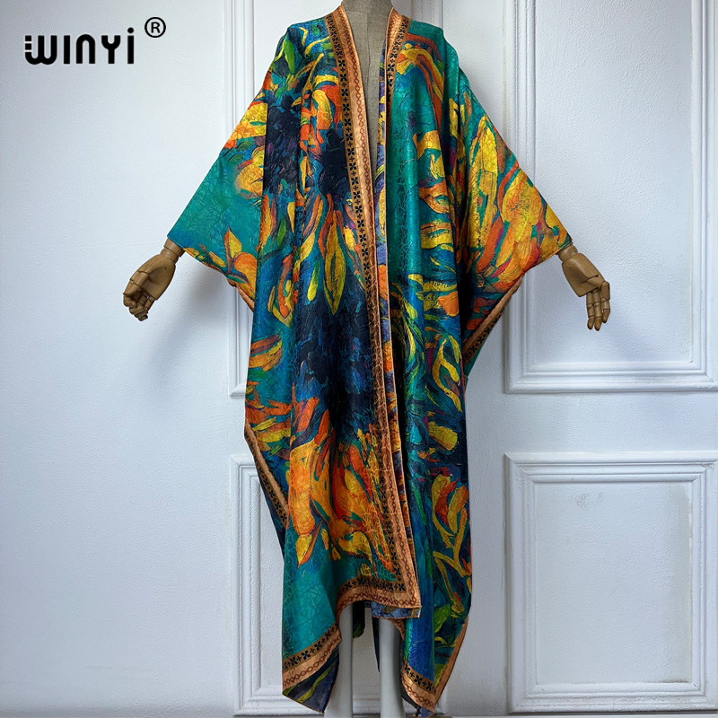 WINYI-Manteau ouvert imprimé b - Boho Summer Beach Maxi Dress avis et prix
