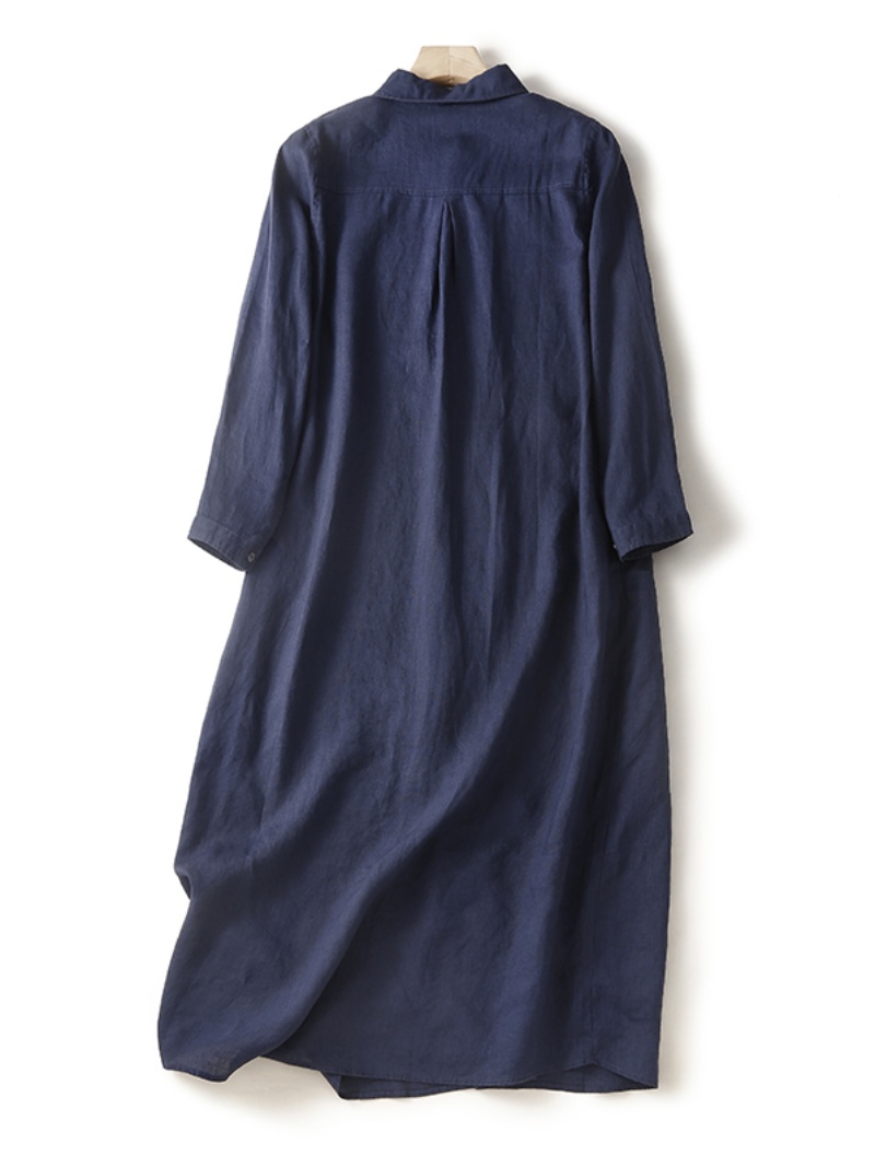 Robe chemise décontractée en m - Casual Loose Linen Shirt Dress avis et prix